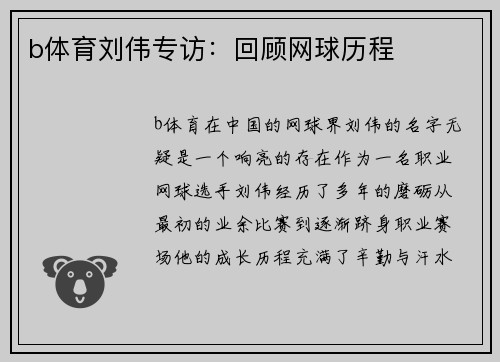b体育刘伟专访：回顾网球历程